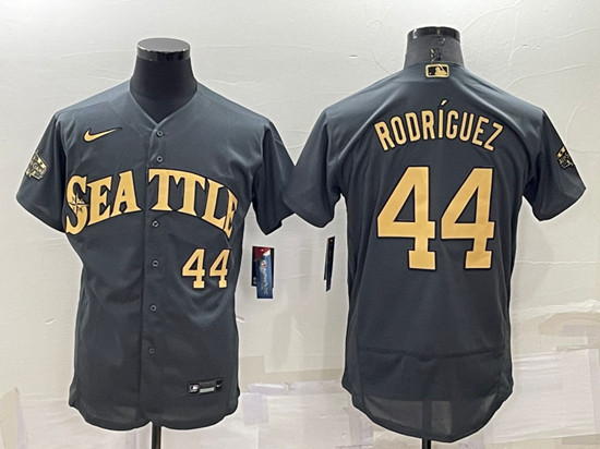 Men's Seattle Mariners #44 Julio Rodríguez 2022 All-Star Charcoal Flex Base Stitched jersey